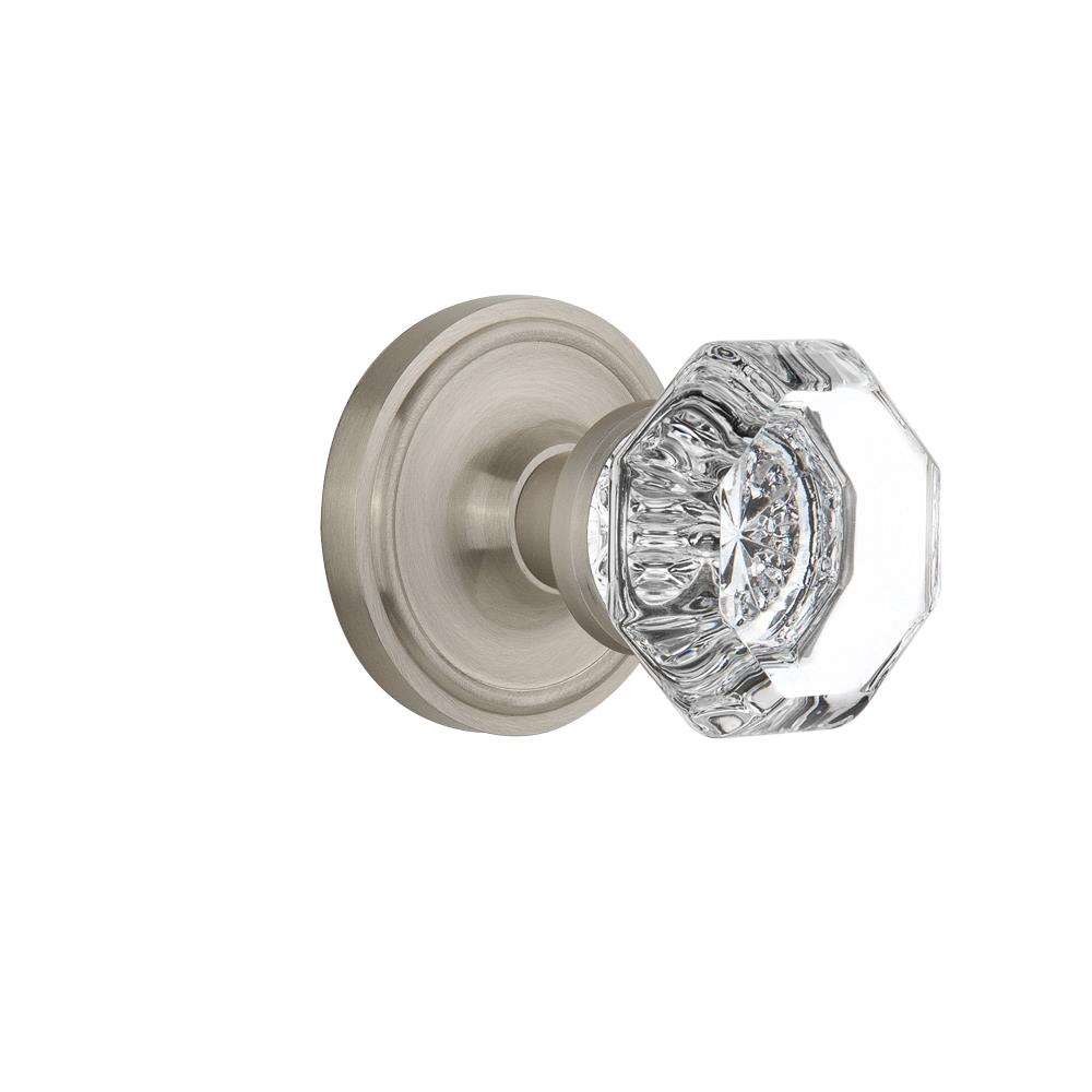 Nostalgic Warehouse CLAWAL Privacy Knob Classic Rosette with Waldorf Knob in Satin Nickel